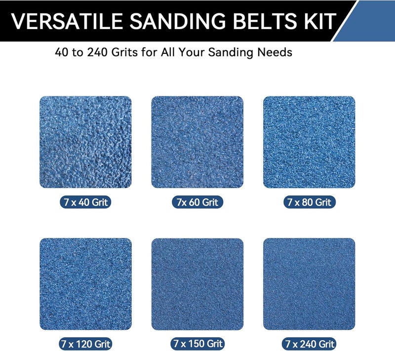 Aolabela 1/2x18 Inch Sanding Belts 42 Pcs 6 Grits Sizes (7 Each of 40/60/80/120/150/240 Grits) Heavy Duty Belt Sander Zirconia Belt Sander Paper for Wood, Metal, Stainless Steel, Cars, and Furniture - Image 3